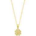 Collier Lotus Collier Silver tr&egrave;fle oxydes argent dor&eacute; Blanc