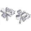 Boucles oreilles Lotus Boucles d'oreilles Style tr&egrave;fles argent oxydes Blanc