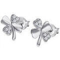 Boucles d'oreille sur Grenoble : Boucles oreilles Lotus Boucles d'oreilles Style tr&egrave;fles argent oxydes Blanc