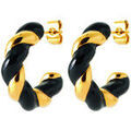 Boucles d'oreille sur Grenoble : Boucles oreilles Brillaxis Cr&eacute;oles acier dor&eacute; laque noire Jaune