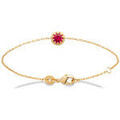 Bracelets Brillaxis Bracelet plaqu&eacute; or motif rond oxyde rouge Jaune Grenoble