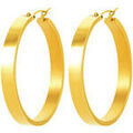 Boucles oreilles Brillaxis Cr&eacute;oles acier dor&eacute; fil plat 5 mm Jaune Grenoble