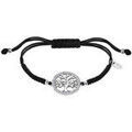 Bracelets Lotus Bracelet silver arbre de vie cordon noir