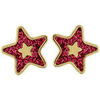 Boucles oreilles Brillaxis Boucles d'oreilles &eacute;toile paillet&eacute;e rose fuschia or Jaune