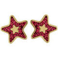 Boucles d'oreille sur Grenoble : Boucles oreilles Brillaxis Boucles d'oreilles &eacute;toile paillet&eacute;e rose fuschia or Jaune