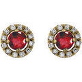Boucles oreilles Brillaxis Boucles d'oreilles or jaune 18 carats rubis diamants Grenoble