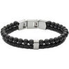 Bracelets Fossil Bracelet homme cuir tress&eacute; perles noires Blanc