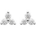 Boucles oreilles Brillaxis Puces d'oreilles argent rhodi&eacute; 3 oxydes Blanc Grenoble
