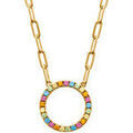 Collier Brillaxis Collier anneau multicolore plaqu&eacute; or Jaune