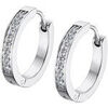 Boucles oreilles Lotus Cr&eacute;oles style serties d'oxydes de zirconium Blanc
