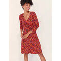 Robe courte La Fiancee Du Mekong Robe imprim&eacute;e maille col crois&eacute; Ecovero TALLADY Rouge