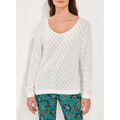 Pull La Fiancee Du Mekong Pull maille ajour&eacute;e col v BARNAT Blanc