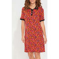 Robe courte La Fiancee Du Mekong Robe polo imprim&eacute;e fluide Ecovero ARUNA Rouge Grenoble