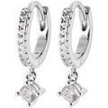 Boucles d'oreille sur Grenoble : Boucles oreilles Brillaxis Cr&eacute;oles argent rhodi&eacute; OZ Blanc