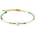 Bracelets Brillaxis Bracelet perles vertes et acier dor&eacute; Jaune Grenoble