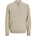 Pull Jack & Jones 12268210 EMIL KNIT POLO-OATMEAL