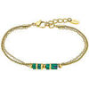 Bracelets Lotus Bracelet Style acier dor&eacute; et perles vertes Jaune