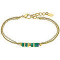 Bracelets sur Grenoble : Bracelets Lotus Bracelet Style acier dor&eacute; et perles vertes Jaune