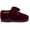 Chaussons b&eacute;b&eacute; Pisamonas Chaussures Babies N?ud Velours Fermeture &Agrave; Scratch Bordeaux