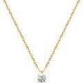 Collier Brillaxis Collier plaqu&eacute; or solitaire oxyde 4 mm Jaune