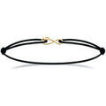 Bracelets Brillaxis Bracelet cordon noir motif infini plaqu&eacute; or oxyde Jaune