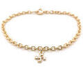 Bracelets Bijoux Basques Bracelet plaqu&eacute; or pampille croix basque Jaune