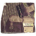 Echarpe Dior Carr&eacute; en soie marron Marron