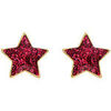Boucles oreilles Brillaxis Puces d'oreilles &eacute;toile fuchsia or 9K Jaune