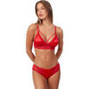 Triangles / Sans armatures Admas Ensemble soutien-gorge triangle et slip Satin Rouge