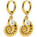 Boucles oreilles Brillaxis Boucles d'oreilles cr&eacute;oles pampille coquillage acier Jaune Grenoble
