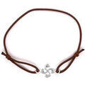 Bracelets sur Grenoble : Bracelets Bijoux Basques Bracelet croix basque argent sur &eacute;lastique marron Blanc