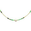 Collier Brillaxis Collier perles vertes et acier dor&eacute; Jaune