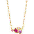 Collier Brillaxis Collier plaqu&eacute; or et oxydes roses Jaune Grenoble