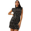 Robes sur Grenoble : Robe courte La Modeuse Robes pour femme - Noir / Argent&eacute; - Noir