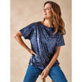 T-shirt Daxon by - Tee-shirt manches courtes &agrave; sequins Bleu Grenoble