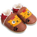 Chaussures enfants sur Grenoble : Chaussons b&eacute;b&eacute; Bibalou Nougat le Chat - fourrure Marron