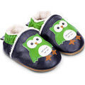 Chaussons b&eacute;b&eacute; Bibalou le Hibou - fourrure Vert Grenoble