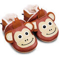 Chaussures enfants sur Grenoble : Chaussons b&eacute;b&eacute; Bibalou Koko le Singe - fourrure Marron