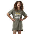 Robes sur Grenoble : Robe Von Dutch Robe t-shirt femme &agrave; col contrast&eacute; et print en coton Win Vert