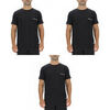 T-shirt Pierre Cardin Lot de 3 T-shirts homme en coton uni col rond imprim&eacute; poitrine Noir