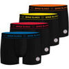 Boxers Serge Blanco Lot de 4 boxers homme en coton Class uni ceinture color&eacute;e Noir