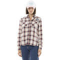 Chemises sur Grenoble : Chemise Von Dutch Chemise femme &agrave; carreaux tiss&eacute;s avec patch et broderies Stud Blanc