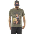 T-shirt Von Dutch T-shirt homme col rond en jersey chin&eacute; regular print devant Up Kaki Grenoble