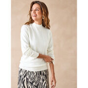 Pull Daxon by - Pull &agrave; torsades col montant Beige
