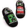 Chaussons enfant Minecraft Creeper Sequin Applique Chaussons mocassins &agrave; enfiler Noir