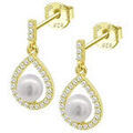 Boucles d'oreille sur Grenoble : Boucles oreilles Lotus Boucles d'oreilles Silver dor&eacute; perles/oxydes Jaune