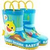 Bottes enfant Baby Shark 3D Fin Applique Bottes Wellington avec poign&eacute;es Bleu