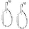 Boucles oreilles Lotus Boucles d'oreilles Style motif ovalis&eacute; ondul&eacute; Blanc