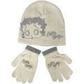 Bonnet Arditex Set bonnet et gants enfant Betty Boop beige avec broderies