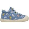 Derbies enfant Naturino Chaussures premiers pas en su&egrave;de avec imprim&eacute; dinosaures COCOON Bleu